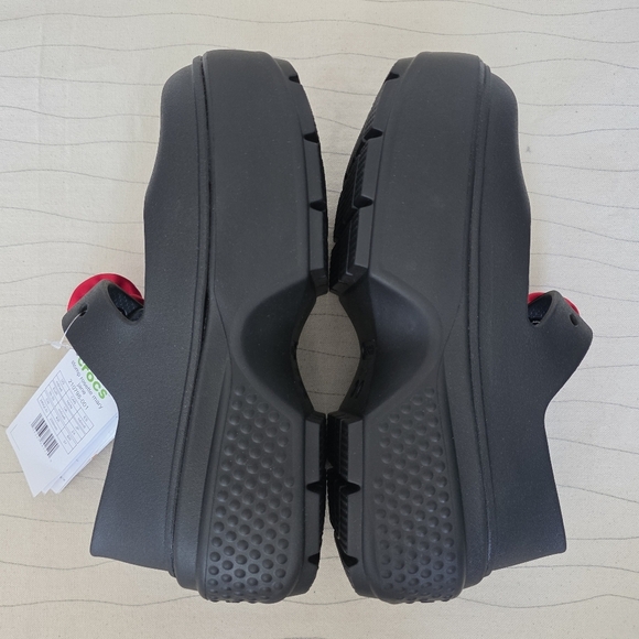 Crocs Womens Stomp Rosette Mary Jane Black Platform Clogs w/ Flower Size 8 NEW - Picture 8 of 11